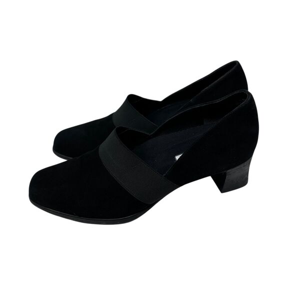 Munro American Black Suede Slip On Pumps Square Toe Size 8.5 - Picture 2 of 6